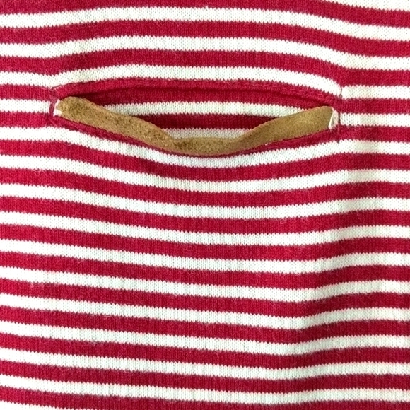 Lauren Ralph Lauren Striped Round Neck Long Roll Tab Sleeve Top Red White XS - Picture 8 of 14